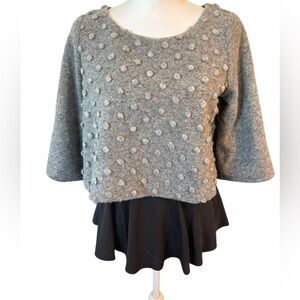 Amadi Anthropologie Kiara Ruffle Crop Top Virgin Wool Blend Layered Textured S